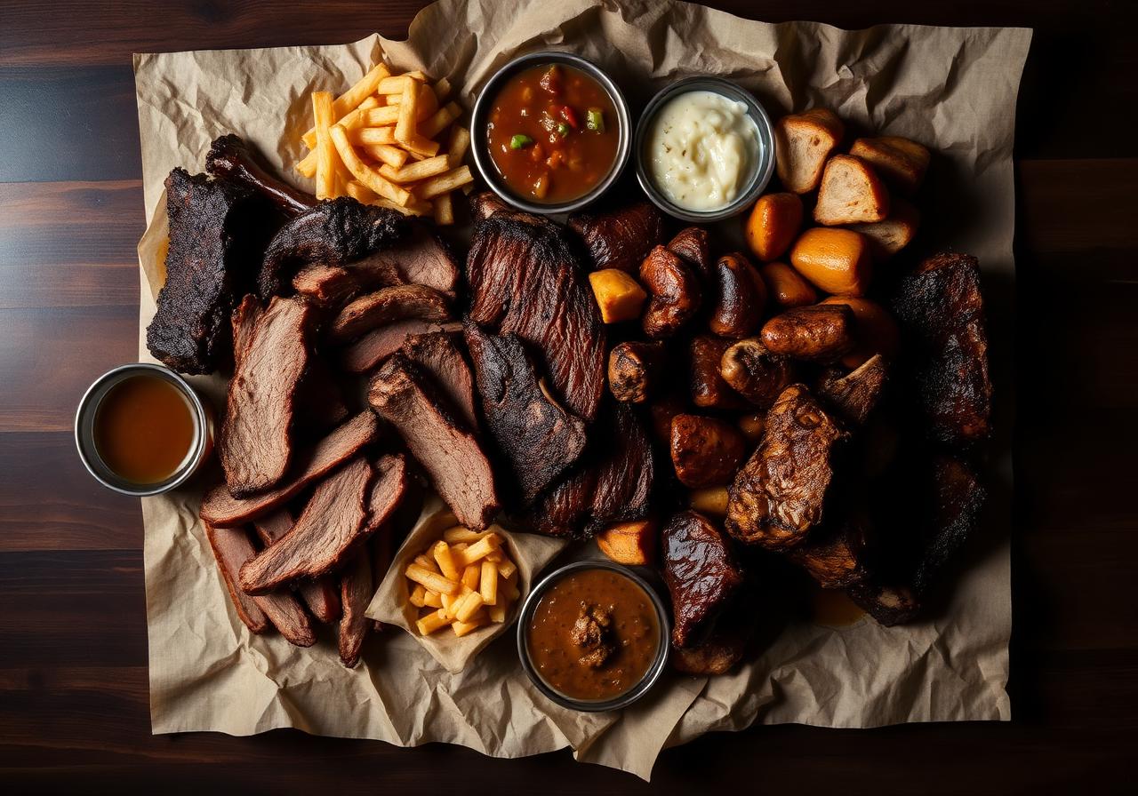 Platter of brisket and ribs